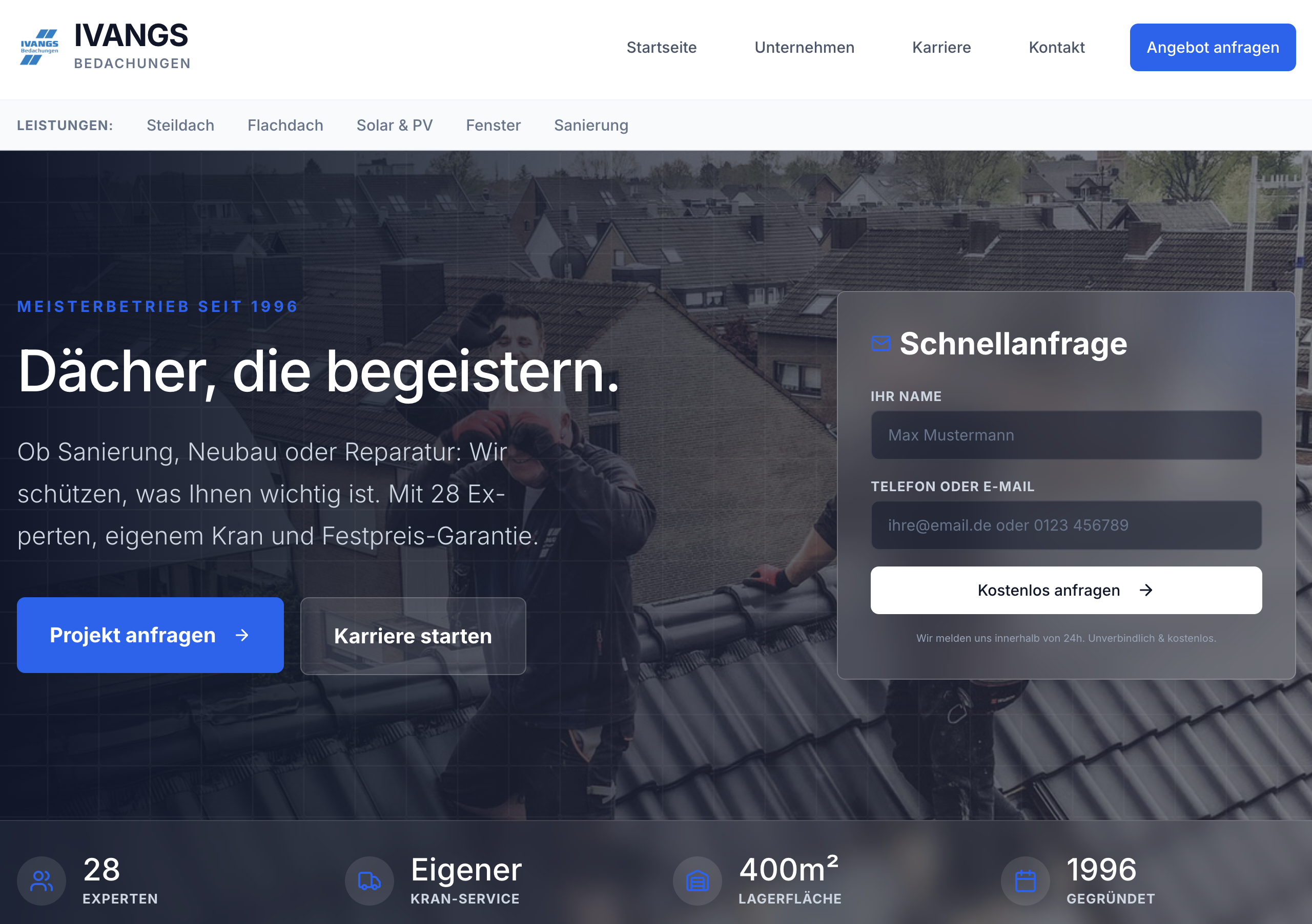 Relaunch Ivangs Bedachungen